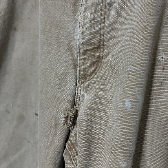 Carhartt Carpenter Work Pants Sz 38x34 Tan Flannel Lined Distressed Vintage Y2K - Picture 4 of 15